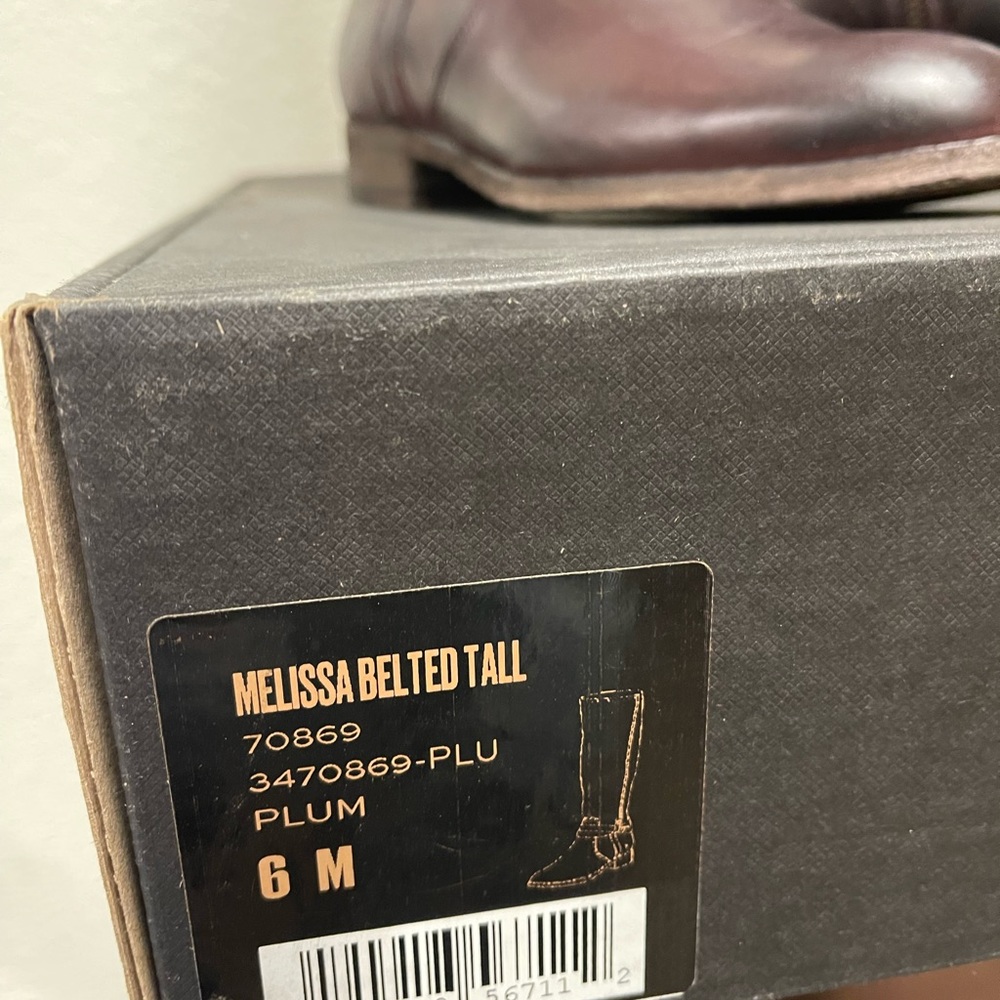 Frye Leather Belted Medium Calf Tall Boots - Melissa in Plum - Picture 9 of 9